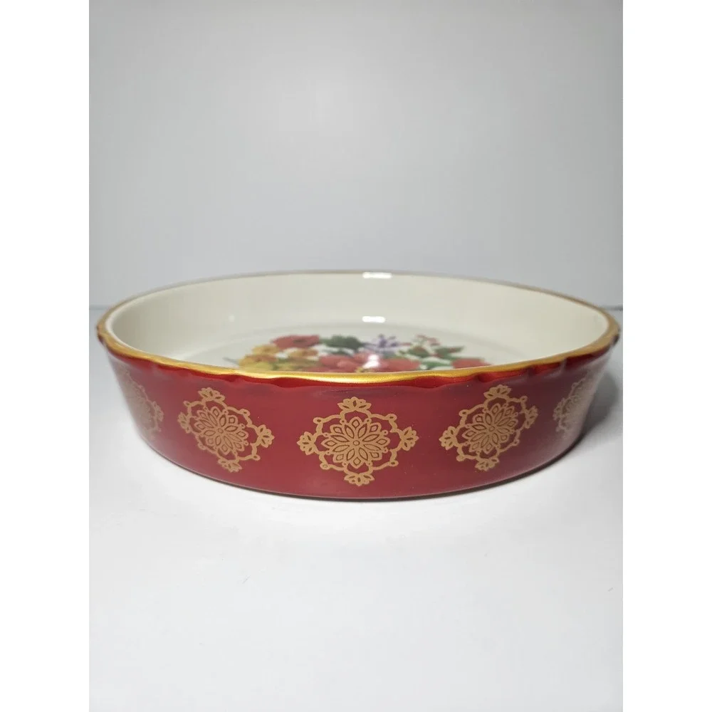 The Pioneer Woman Winter Bouquet Ceramic 10 Inch Pie Pan Bakeware Dish 2818DMT